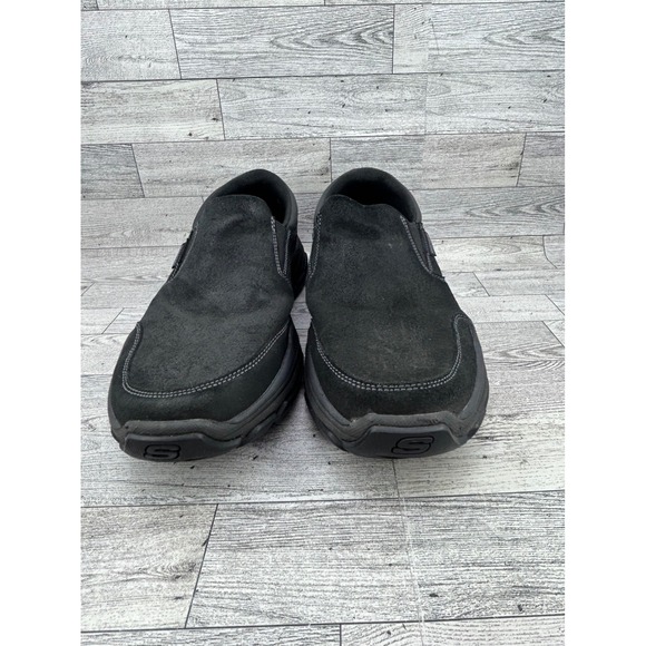 Skechers Relaxed Fit Men Size 10.5 Black Leather Slip‎ On Shoes 204480 Goodyear main image 13